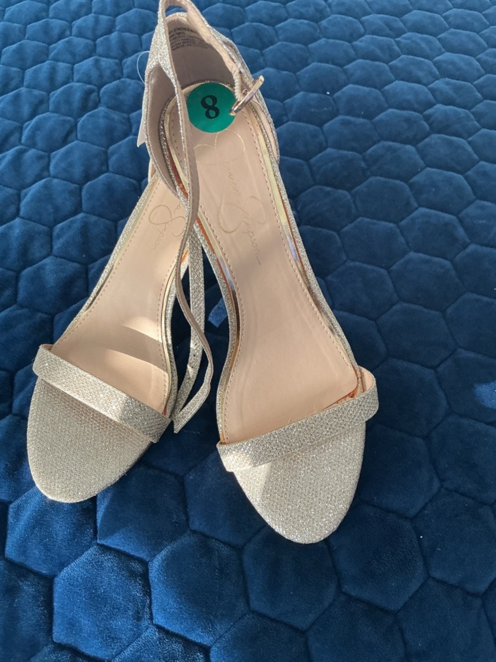 Jessica Simpson Glitter Ankle-Strap Heels in Silver